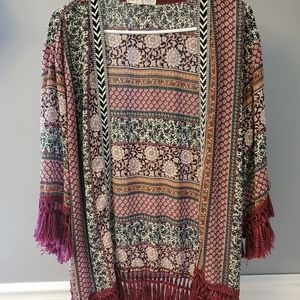 Jolt kimono, fringe trim, size M